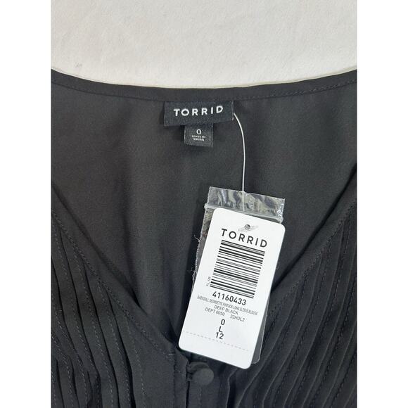 Torrid Babydoll Long Sleeve Blouse Womens Size 12 Black Boho Peasant NWT - Picture 7 of 12